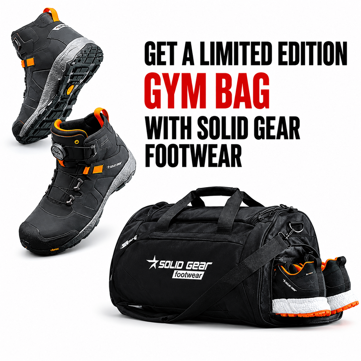 Solid Gear Safety Footwear | Free Gym Bag Promotion