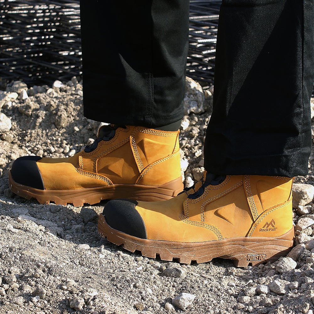 Collection of Rockfall BOA work boots featuring dial fit systems for fast adjustment and secure comfort.