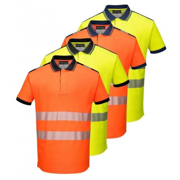Hi vis t-shirts and polo shirts with reflective high visibility design for workplace safety