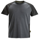 Grey Snickers Workwear t-shirt with black sleeves on a white background