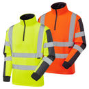 Two high-visibility jackets, one yellow and one orange, with reflective stripes on a white background.