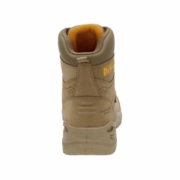 Tan work boot with brand logo on a white background. Shop now at Kustom Workwear.