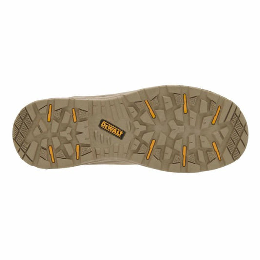 Close-up of a shoe sole with a visible DeWalt logo on a white background. Available at Kustom Workwear.