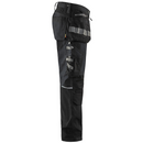 Right side view of Blaklader 15991860 Black Craftsman Work Trousers, highlighting side pocket and leg details. Black stretch trouser. Work Pants.