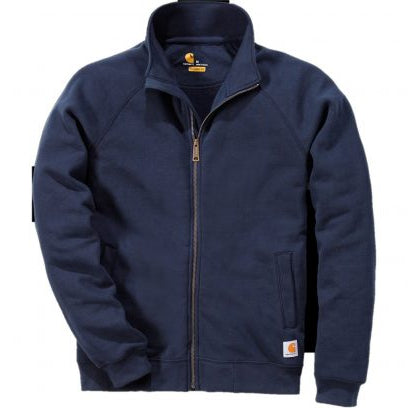 Navy blue Carhartt sweatshirt with a brand logo on a white background