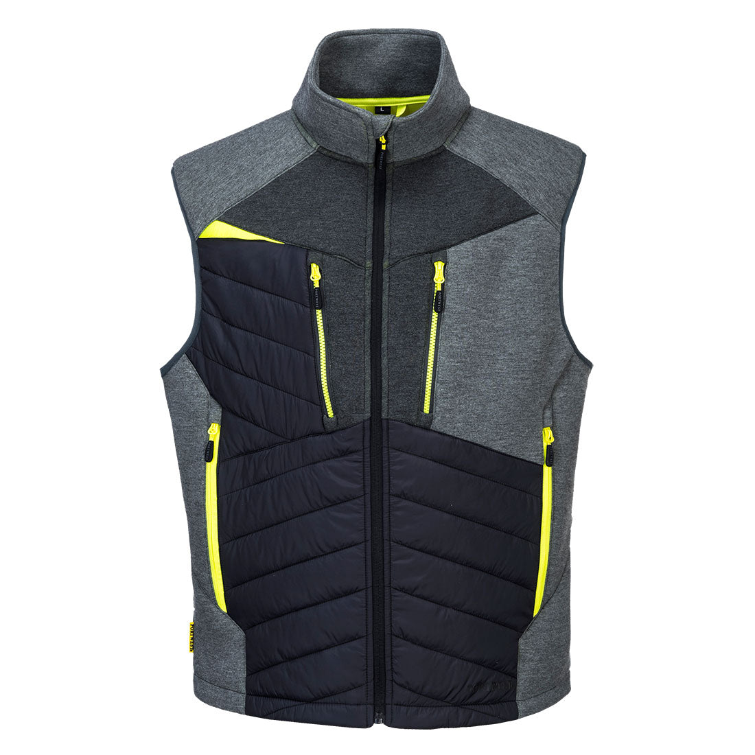 Portwest DX470 DX4 Hybrid Baffle Gilet. The DX4 uses a body-mapped design to balance insulation and freedom of movement. Available at Kustom Workwear.