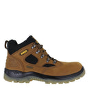 A brown DeWalt Challenger 3 safety boot with steel toe cap, steel midsole protection, and a waterproof membrane inner lining.