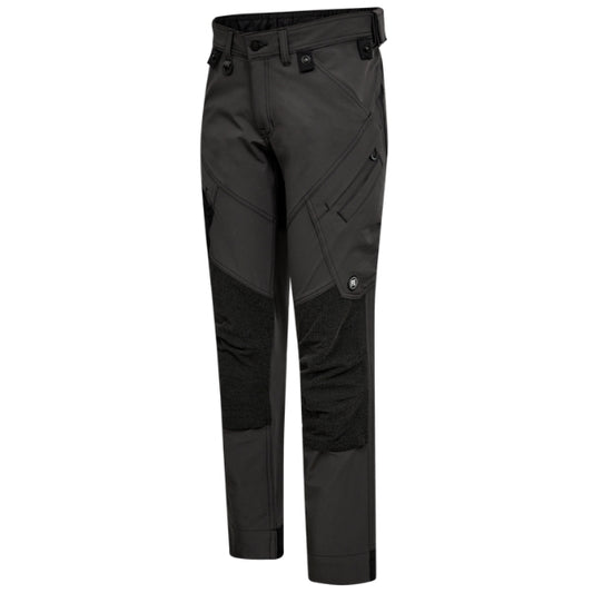 Black and gray Engel work trousers on a white background.
