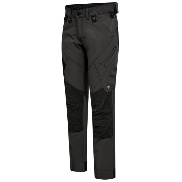 Black and gray Engel work trousers on a white background.