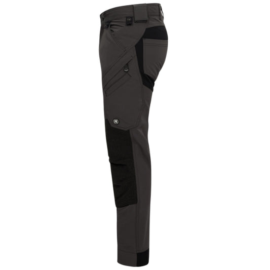 Black work trousers by Engel Workwear on a white background. Available at Kustom Workwear.