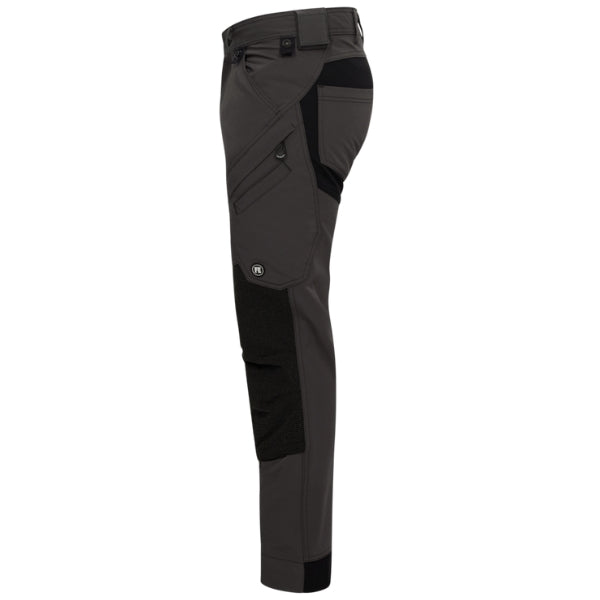 Black work trousers by Engel Workwear on a white background. Available at Kustom Workwear.