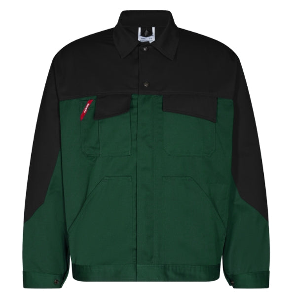 Green and black Engel Enterprise Work Jacket on a white background.