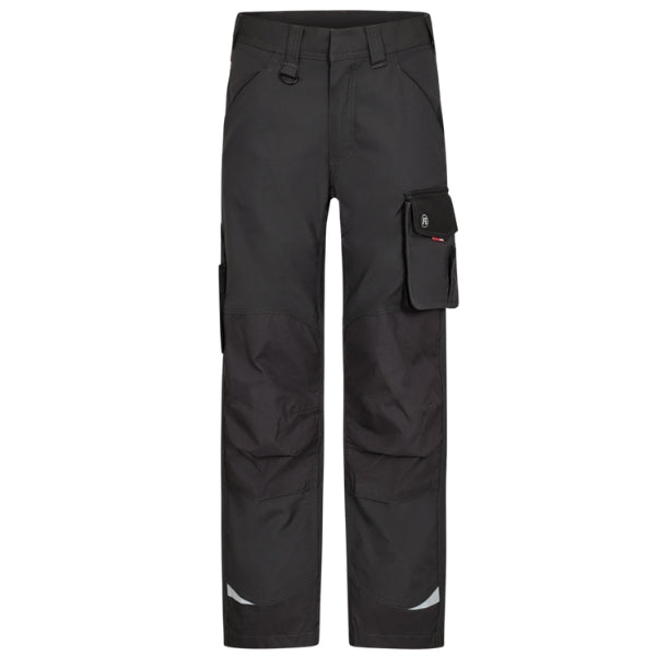 Engel workwear galaxy work trousers in forest green and black with multiple pockets and reinforced knee pads. Engel Galaxy Work Trousers available at Kustom Workwear.