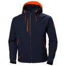Navy blue Helly Hansen jacket with orange accents on a white background