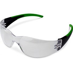 Round full frame anti-fog glasses with green and black accents on the arms.