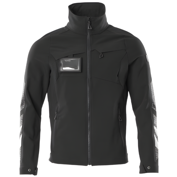 Black Masot jacket with transparent panel on a white background. Available at Kustom Workwear.