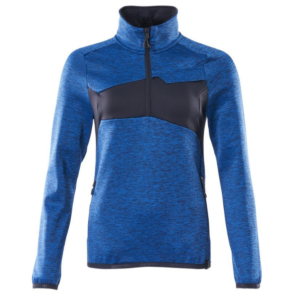 Blue and black Mascot fleece jumper with a zipper on a white background. Available at Kustom Workwear.