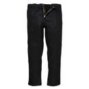 Portwest Bizweld Trousers BZ30. Black pants against a white background. Portwest Workwear Range.