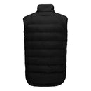 Black Portwest puffer vest with gray accents and yellow zippers on a white background. Insulated Bodywarmer available at Kustom Workwear.