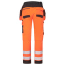 Portwest High-visibility craft trousers. Rear view. Back pocket details. Safety Workwear.