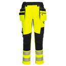 Front profile of high vis yellow safety work pants.