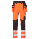 Portwest Hi-Visibility Craft Trousers DX454 DX4. Front view of work trousers. High Vis Orange.