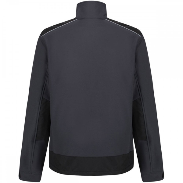 A Seal Grey Regatta TRA651 Sandstorm jacket with a zip guard, adjustable cuffs, and reflective trim. Part of the Kustom Workwear Outlet Sale.