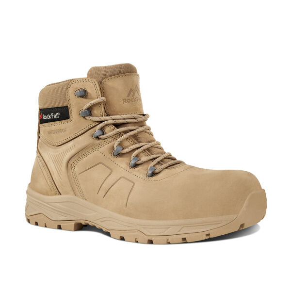 Rockfall Toronto RF590 Tan work boot with laces on a white background. Available at Kustom Workwear.