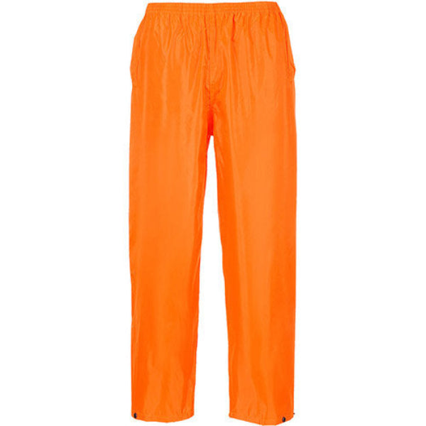 Orange rain pants on a white background