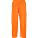Orange rain pants on a white background