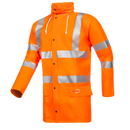 Hi-Vis Sioen yellow rain jacket with reflective stripes on a white background. Available at Kustom Workwear.