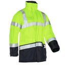 Sioen Lightflash Hi-Vis Winter Rain Jacket 313 with reflective stripes on a white background
