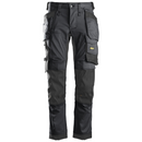 AllRound work trousers by Snickers. Steel Grey in Colour. White Background. Detailed view of front of 6241 trousers.