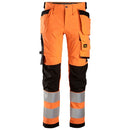 Orange High Vis Work trousers. Snickers 6243 AW HV Stretch Trouser HP. Snickers Workwear work trousers supplied by Kustom Workwear Waterford.