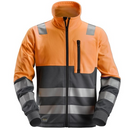 Orange and black workwear jacket with reflective stripes on a white background