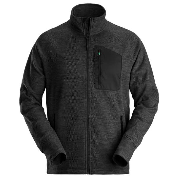 Snickers 8042 Flexiwork Fleece Jacket. Versatile work jacket made of soft mesh fleece. Black. XS - XXXL.