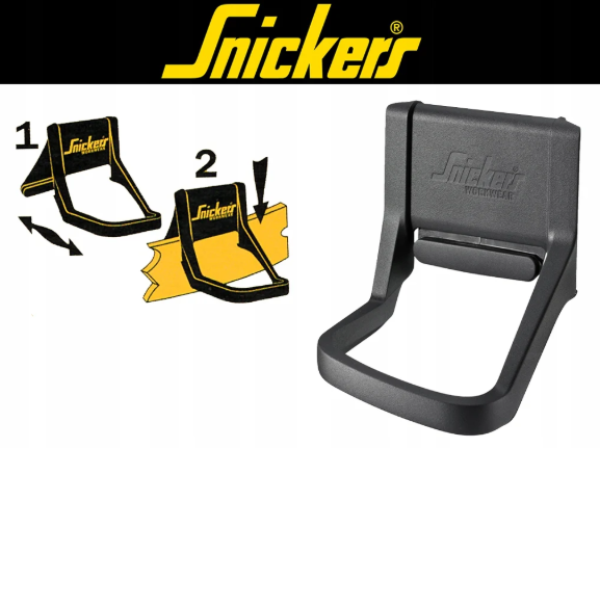 The Snickers innovative hammer holder features an ergonomically angled design that keeps your hammer out of the way while walking