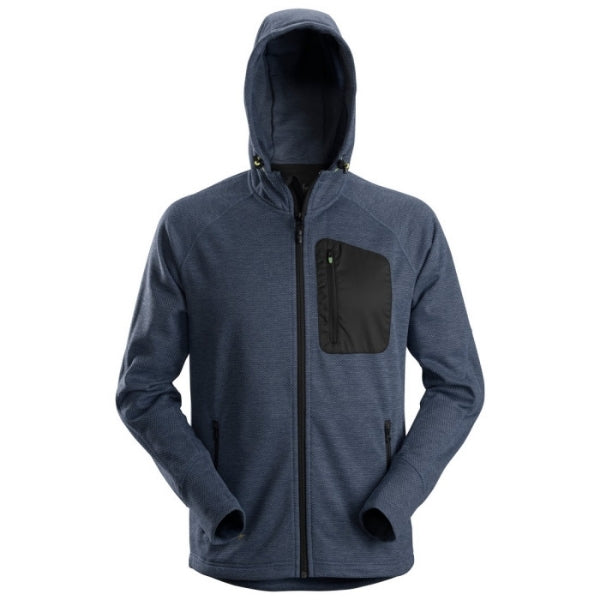 Snickers Workwear 8041 Full Zip Hoodie. Navy hoody against a white background. Available at Kustom Workwear.