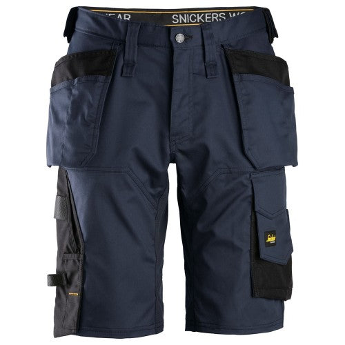 Snickers - 6151 AllroundWork, Stretch Loose Fit Work Shorts Holster Pockets. Colour Navy. Everyday stretch shorts with holster pockets and loose fit designed for maximum comfort and mobility during work in warm conditions. Snickers Workwear Range by Kustom Workwear