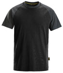 Snickers 2550 Two-Coloured T-Shirt, Black and Grey, Various Sizes. Front View.