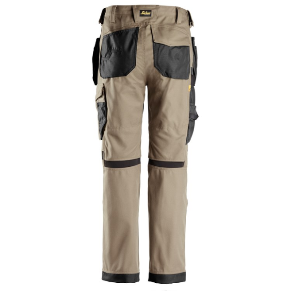 Snickers 6224 AW Canvas Stretch Trousers HP - Khaki/Black, these Snickers Allround Work trousers are a rugged yet lightweight alternative to more heavy-duty Snickers Workwear.
