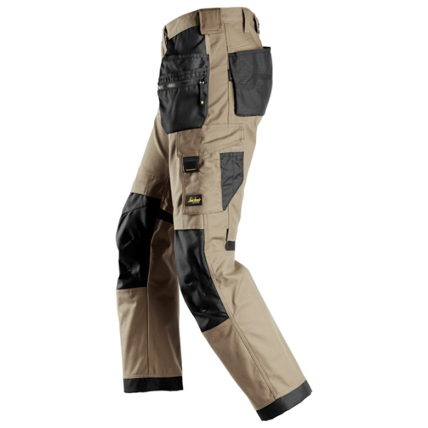 Snickers 6224 AW Canvas Stretch Trousers HP - Khaki/Black, these Snickers Allround Work trousers are a rugged yet lightweight alternative to more heavy-duty Snickers Workwear.