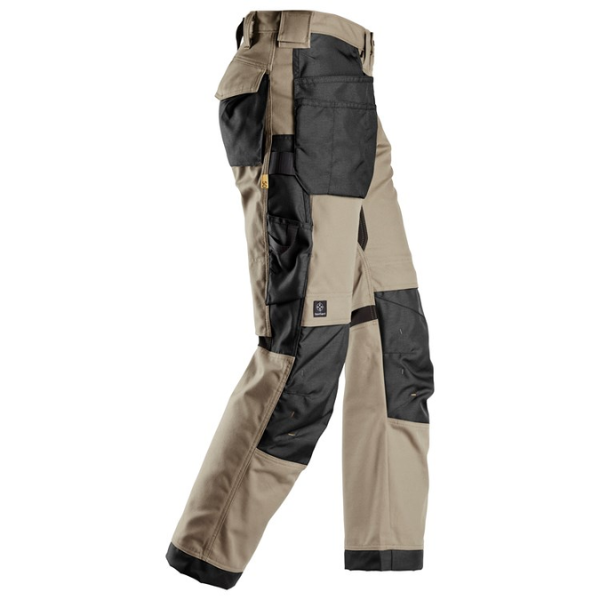 Snickers 6224 AW Canvas Stretch Trousers HP - Khaki/Black, these Snickers Allround Work trousers are a rugged yet lightweight alternative to more heavy-duty Snickers Workwear.