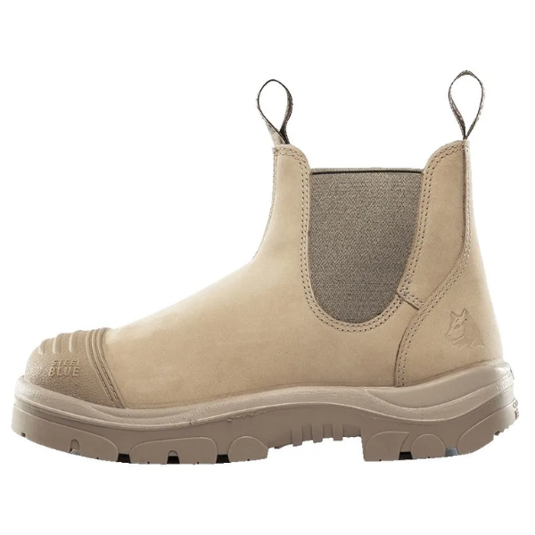 Outsole tread detail of Steel Blue Hobart 392601 boot with green TPU grip pods – Kustom Workwear.