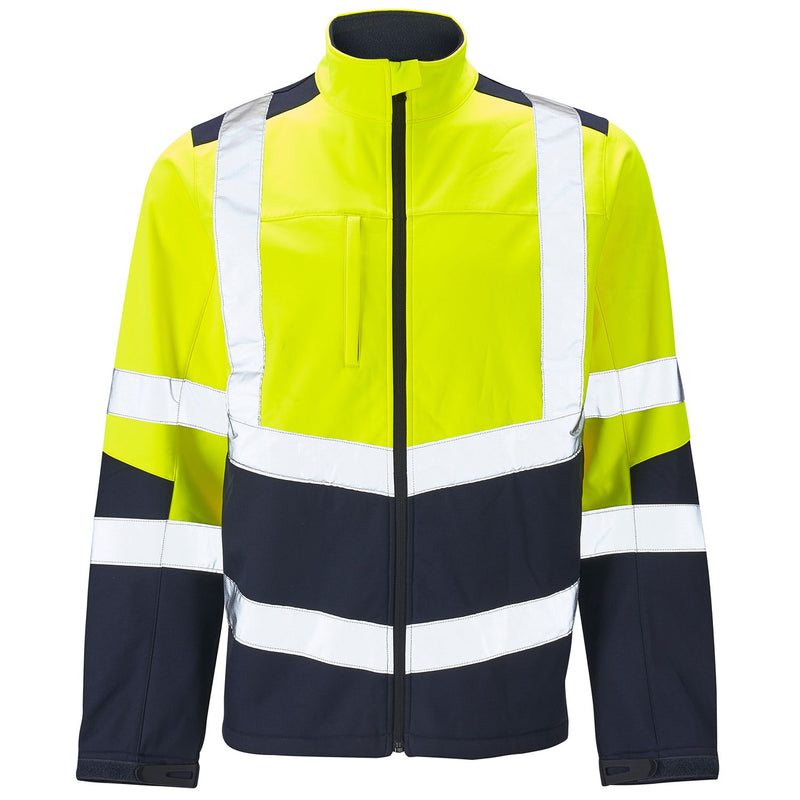 The Supertouch Hi-Vis 2 Tone Softshell Jacket keeps you safe and looking smart on-site. Available to buy at kustomworkwear.ie