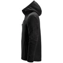 Black Snickers hoodie with a zipper on a white background.