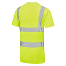 Supertouch hi vis yellow safety tee shirt with reflective stripes on a white background.