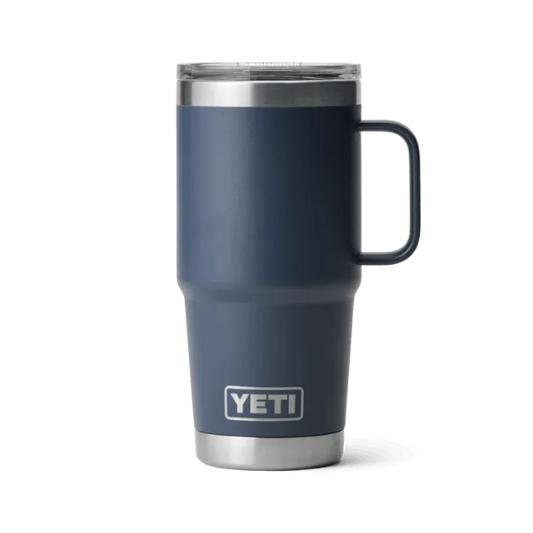 Navy YETI mug with a handle on a white background. Available at Kustom Workwear.