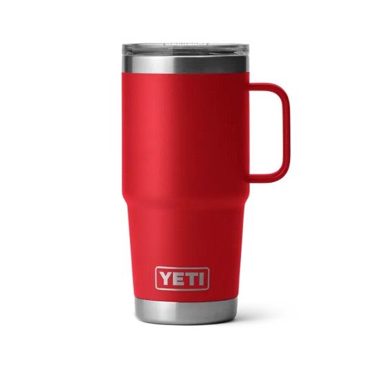 Red YETI travel mug with a white background. Available at Kustom Workwear.