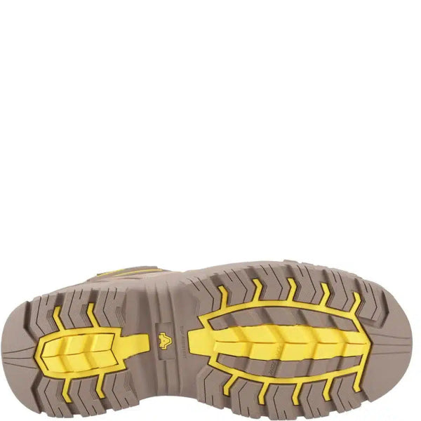 Sole view of Amblers AS966C work boots showing deep tread pattern for grip across uneven terrain